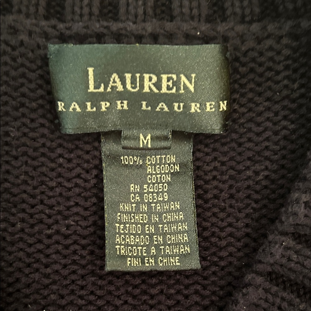 RARE 90’s Lauren Ralph Lauren Deep Navy Long Sleeve V-Neck Sweater - Picture 3 of 11